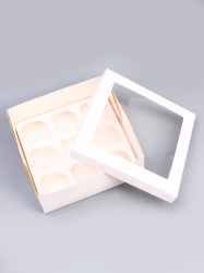 Изображение Коробка для 9 капкейков с окном, 25×25×10 см